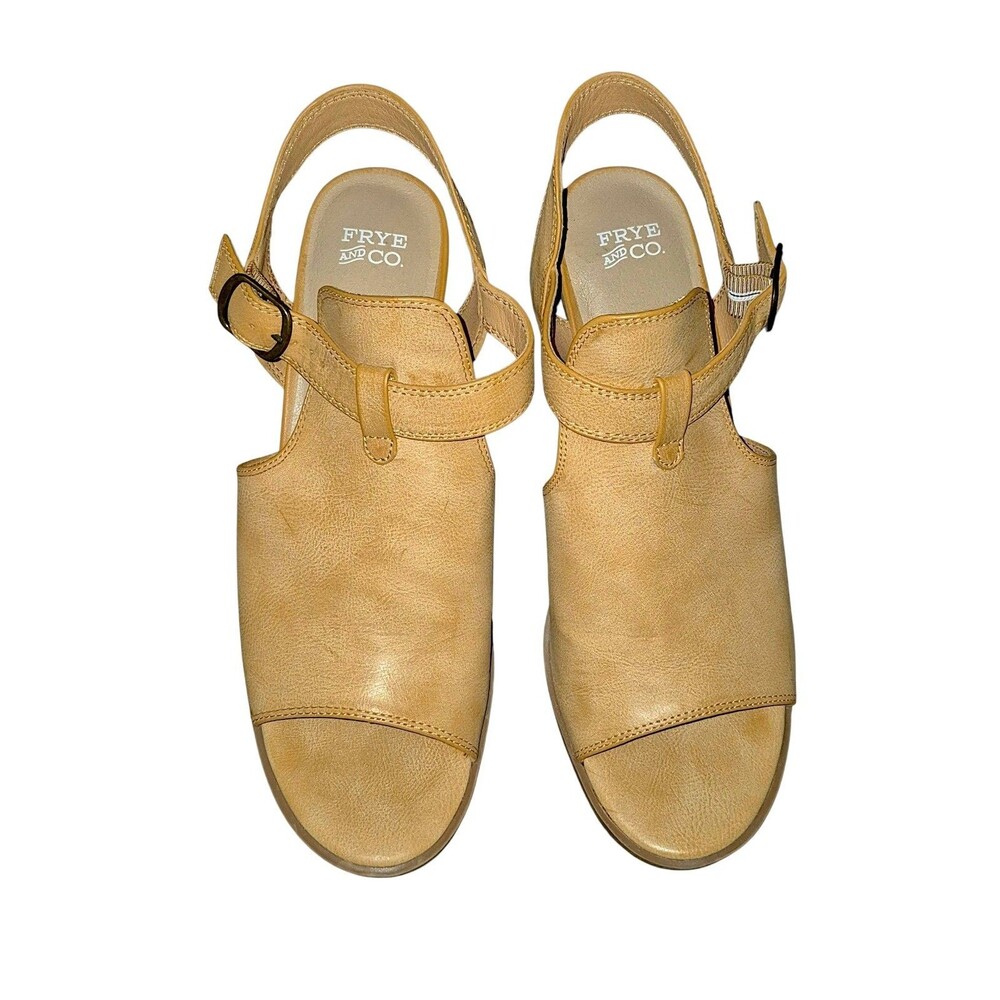 FRYE AND CO. Gaia Beige Strappy Slingback Heeled Sandals Women's Size 10 EUC